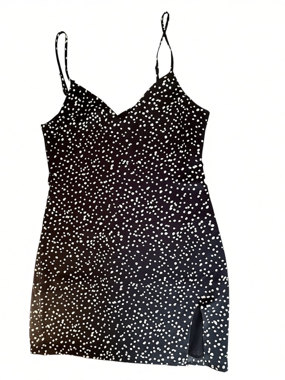Y2K Black/White Polka Dot Slip Dress Coquette Grunge Retro Going Out Date Fit